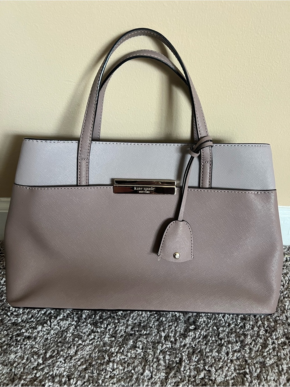 kate spade Two-Tone Taupe & Light Gray Structured Leather Tote